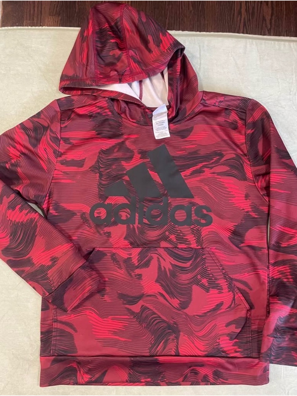 adidas Red & Black Swirl Print Hoodie